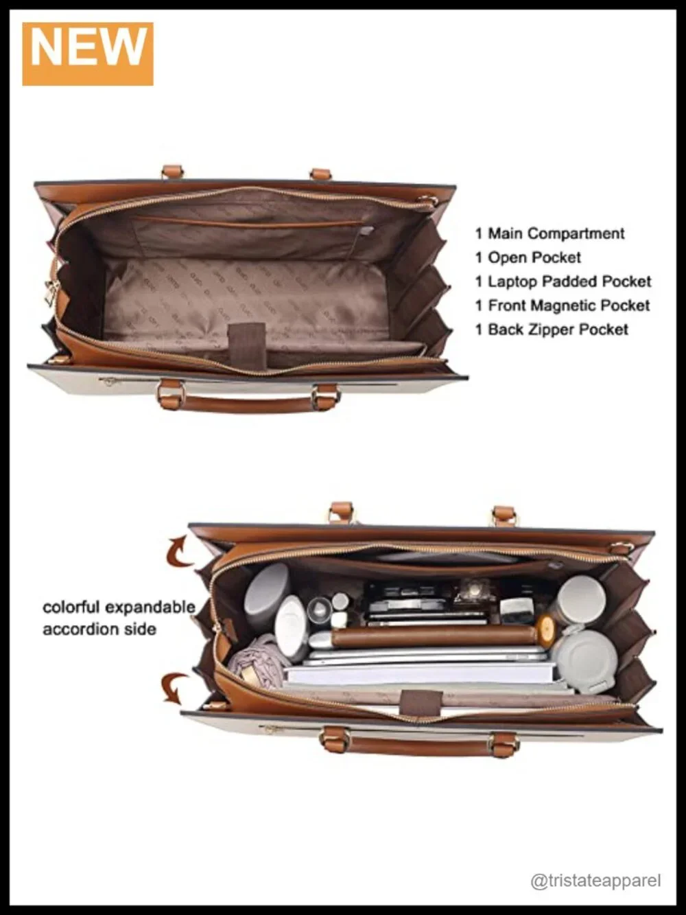 Vegan Leather Briefcase for Women Laptop 15.6 Inch Work Tote Bag